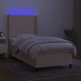  Box spring postelja z vzmetnico LED krem 80x200 cm blago, (20900334) | Shoptok.si