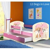  Otroška postelja ACMA z motivom, stransko roza + predal 180x80 cm 12 Dogs in Love | Shoptok.si