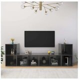  TV omarice 4 kosi visok sijaj sive 72x35x36,5 cm iverna plošča | Shoptok.si