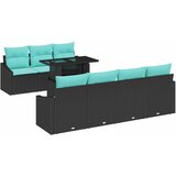 vidaXL Vrtna sedežna garnitura 8 pcs Črna in modra poli ratan, (5000134714) | Shoptok.si