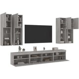 vidaXL Stenske TV omarice z LED lučkami 7 kosov siva sonoma, (21038307) | Shoptok.si