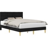  Krevetna konstrukcija s uzglavljem Crna 140 x 190 cm Tkanina | Eponuda.ba
