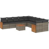  11-dijelni set vrtnih sofa od poliratana s jastucima sivi | shoptok.hr