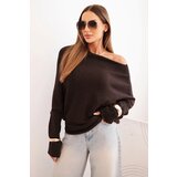 Kesi Włoski Women's asymmetrical batwing viscose sweater brown Cene