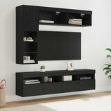 TV ormar s LED svjetlima 7 pcs Crni hrast Konstruirano drvo | shoptok.hr