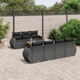 Maison Chic Seti vrtnega pohištva - Vrtna garnitura - Vrtni pohištvo set 8-delna z blazinami črn poli ratan, (21798904) | Shoptok.si