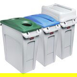 Rubbermaid Postaja za ločevanje odpadkov, 3-delni komplet SLIM JIM®, prostornina 3 x 60 l, odprtina za pločevinke/odprtina za papir/nihajni pokrov | Shoptok.si