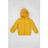 zepkids Boy's Yellow Colored Hooded Coat with Fleece Inside Cene