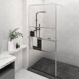 Pregrada za tuš s policom krom 80x195 cm staklo ESG i aluminij | shoptok.hr