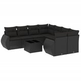  9-dijelni set vrtnih sofa s jastucima crni od poliratana | shoptok.hr