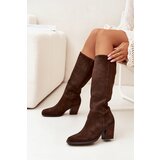 Zazoo Suede Knee High Boots With Zip Chocolate Lissara | shoptok.hr