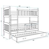 Krevet BMS Kubus na kat za 3 osobe 200x90 cm, PINE bijela | shoptok.hr