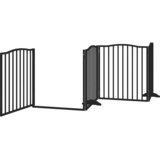  Vrata za pse s vratašcima 4 panela sklopiva 320 cm drvo topole Crna 80 x 90 x 2 cm | shoptok.hr