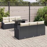  Vrtni Sofa Set Set od 7 Crna i krem Ratan i poliester | shoptok.hr