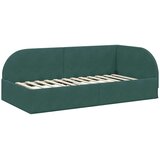 VidaXL Kotna postelja z vzglavjem Temno zelena 100 cm x 200 cm blago Slike