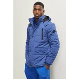 AC&Co / Altınyıldız Classics Men's Blue Standard Fit Normal Cut Standing Collar Cold-Proof Outdoor Coat.