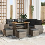 vidaXL 9 delni vrtni sofa set z blazinami siva poli ratan akacija | Shoptok.si