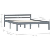  Okvir za krevet od masivne borovine sivi 140 x 200 cm | shoptok.hr