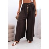 Kesi Włoski Women's wide-leg viscose trousers brown | Shoptok.si