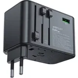 Z1 večnamenski potovalni polnilec, 2xUSB-A, 3xUSB-C, GaN, 67W, US/EU/UK/AU (črn)