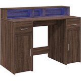  Radni stol s LED svjetlima smeđa boja hrasta 120x55x91cm drveni | shoptok.hr