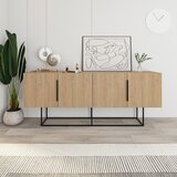 Marckeric Nizka komoda v hrastovem dekorju v naravni barvi 200x80 cm Titan – | Shoptok.si