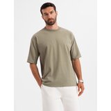 Ombre Men's LOOSE FIT cotton t-shirt with round neckline - khaki | shoptok.hr