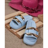 Resti Blue women's slippers with golden Serina ornament - Footwear | ePonuda.com