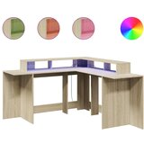 vidaXL Radni stol s LED svjetlima 152x152x91 cm konstruirano drvo | shoptok.hr