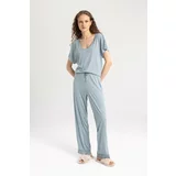Defacto Fall in Love Regular Fit Short Sleeve 2 Piece Pajama Set