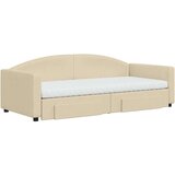 vidaXL Izvlečna dnevna postelja s predali krem 90x200 cm blago | Shoptok.si