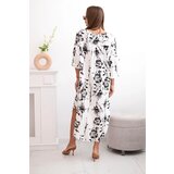 Kesi Włoski Women's floral viscose dress with an asymmetrical hemline Graphite | Shoptok.si