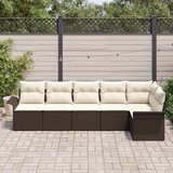  Sjedeća garnitura za vrt 6 kom. Smeđa poliratan 297,5 x 132,5 x 85 cm | shoptok.hr