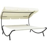 The Living Store Vrtni ležalnik s streho kremno bel - Ležalnik, (21473593) | Shoptok.si