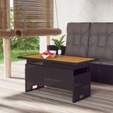vidaXL Vrtna miza črna 100x50x43/63 cm trden akacijev les & poli ratan | Shoptok.si
