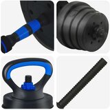  4-u-1 set bučica, brojčana i kettlebell 30 kg Crna i Plava | shoptok.hr