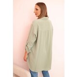 Kesi Włoski Cotton muslin shirt oversize light khaki | shoptok.hr