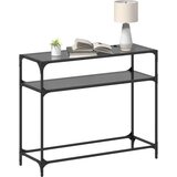 vidaXL Konzolna mizica s črno stekleno površino 98x35x81 cm jeklo | Shoptok.si