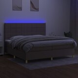  box spring s madracem LED smeđesivi 200x200 cm tkanina | shoptok.hr