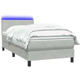 Box Spring krevet s madracem i LED svijetlo sivi 80x210 cm baršun | shoptok.hr