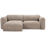 Makamii Svjetlo smeđa sklopiva/s prostorom za odlaganje kutna garnitura od šenila (s lijevim kutom/s ležaljkom) Mele – | shoptok.hr