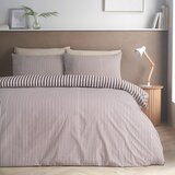 Catherine Lansfield Temno rjava enojna posteljnina 135x200 cm Epping Textured Stripe &amp;ndash; Slike