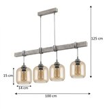 Brilagi Luster na sajli WOOD GLASS 4xE27/60W/230V borovina/siva/dimljeno braon | Eponuda.com