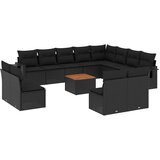  13-dijelni set vrtnih sofa s jastucima poliratan crni | shoptok.hr