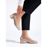 Shelvt Women's low-heeled pumps gold cene