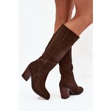 Zazoo Suede Knee High Boots With Zip Chocolate Lissara | ePonuda.com