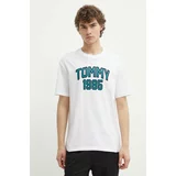Tommy Jeans Bombažna kratka majica moška, bela barva, DM0DM18559