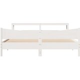  Okvir za krevet s uzglavljem bijeli 200x200 cm masivna borovina | shoptok.hr