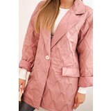 Kesi Włoski Plus Size women's quilted jacket with collar and button dark pink | shoptok.hr