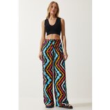  women's black blue patterned flowy viscose palazzo trousers Cene